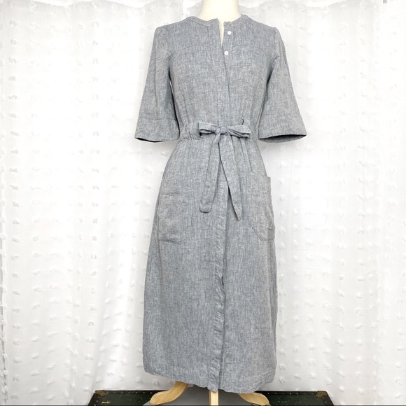 Warehouse Dresses & Skirts - Warehouse blue linen blend shirt dress 4